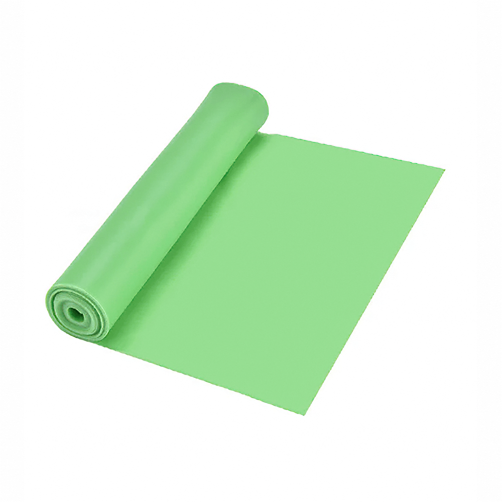 Green Pilates resistance band for fitness, made from natural latex, ideal for home gym workouts and training, SF3302.